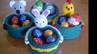Вязаные крючком пасхальные корзины для пасхальных яиц