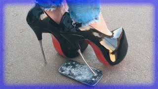 Metal high heels crush phone