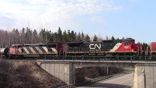 Nice Lashup on CN Train 305 w/DPU at Berry Mills, NB (May 2, 2018)