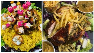 دجاج مبخر محشي بالأرز و كبد الدجاج و محمر كيجي روعة في المذاق  مرفوق بسلطة خضر رائعة !!!
