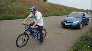 Электровелосипед Volta bikes обгоняет машины и буксирует автомобиль весом полторы тонны.