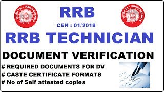RRB TECHNICIAN DOCUMENT VERIFICATION CEN:01/2018