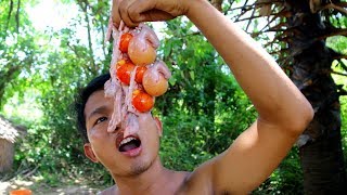 Primitive Cooking ASMR Duck Eggs and intestines Fried Recipe For Food | Wilderness Life