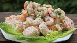 Ensalada de papas con camarones