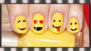 Смайлики - маникюр для коротких ногтей обычным лаком | Smiley Face Nail Art
