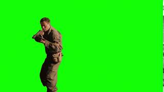 Футаж.Военные.Персонаж стрелок с ППШ ( 2 )  - green screen - chroma key