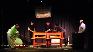 Illusionist Howard Blackwell performing the Wakeling Sawing