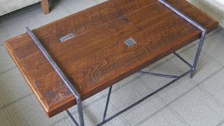 Reclaimed Wood Coffee Table Top with Metal Base