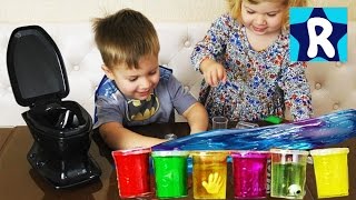 ★ ЛИЗУН и СЛИЗЬ в Унитазе Ищем Сюрпризы в Лизуне Части Тела Slime toys surprise unboxing