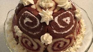تۆرتە بە کێکی سویس رول/ Tårta på rulltårta/ swiss roll ???‍?