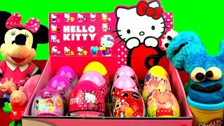 EPIC 12 Surprise Eggs Unboxing HELLO KITTY Minnie Mouse DISNEY PRINCESS Peppa Pig