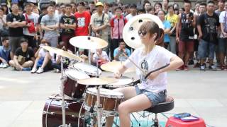 FANTASTIC BABY . S WHITE Drummer . Барабанщица-виртуоз из Тайваня  爵士鼓 羅小白 - นางฟ้าตีกลอง