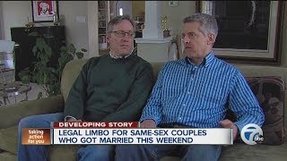 Legal limbo for same sex couples who got married this weekend