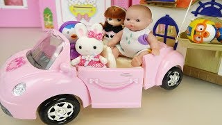 Baby doll car and house toys  picnic play