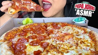 ASMR EATING CHEESY PEPPERONI PIZZA (Eating Sounds) | Papa John Pizza | No Talking ASMR Phan