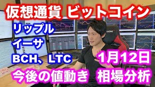 【仮想通貨】ビットコイン、リップル他、1月12日相場分析。画面キャプチャでチャート分析。
