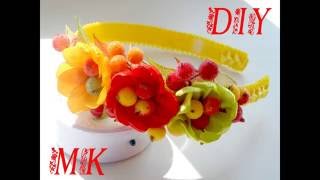 МК Осенний ободок\ МК Ободок с сахарными ягодками\МК ободок канзаши\DIY Autumn rim kanzashi