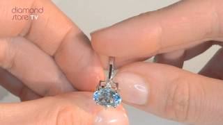 Diamond and 2.60ct Blue Topaz 9K White Gold Ring - E5748
