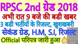RPSC 2nd Grade 2018 #BigNews | Sub Inspector, H.M 2018 #Result