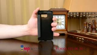 Фирменный оригинальный чехол книжка для Samsung Galaxy S6 SM G920F черный кожаный с окошком для вход