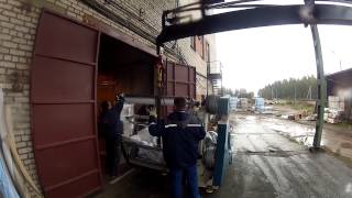 Перевозка станков краном-манипулятором HMF 4720