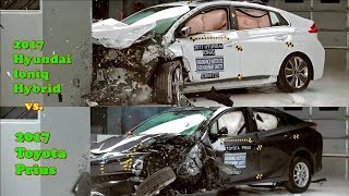 Crash tests: 2017 Hyundai Ioniq hybrid vs Toyota Prius