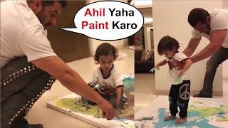 Salman Khan Teaching Nephew Ahil Sharma To Paint