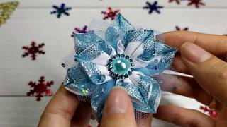 Бантики из репсовой ленты и органзы. МК. Канзаши. DIY
