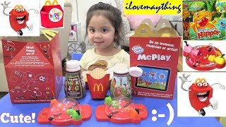 McDonald's HAPPY MEAL Toys! Husbro Hungry Hippos Family Game. Family Toy Channel