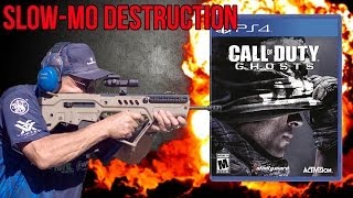 Call of Duty: Ghosts vs. MTAR-X bullpup rifle EXPLOSION at High Speed (Slo-mo)! Jerry Miculek