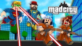 HEROS VS CRIMINALS FIGHTING FOR TEMPLE in ROBLOX MAD CITY