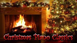 Christmas Piano Music with Decorated Crackling Fireplace