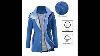 FISOUL Raincoats Waterproof Lightweight Rain Jacket Active Outdoor Hooded Women's Trench Coats