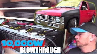 10,000W Blowthrough Install w/ Robs SICK Nissan Hardbody Sound System MOVING 4 12 Inch DC Subwoofers