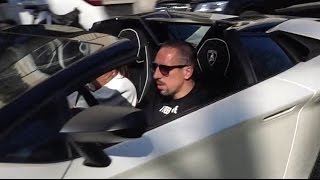 Franck Ribéry driving his new Lamborghini Aventador SV Roadster