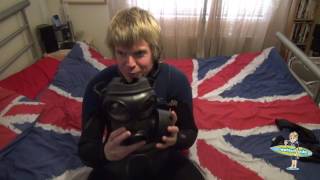 Wetsuit, gloves, boots + gas mask