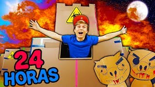 24 HORAS NO FORTE DE PAPELÃO ANTI-ZUMBIS ☆ FUI ATACADO DE NOITE ☆