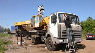 Красим автокран Ивановец. Painting the crane manually in 24 hours.