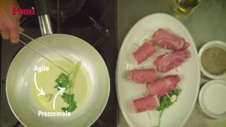 Involtini di vitello, cotto e formaggio