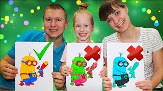 Семейный 3 MARKER CHALLENGE Милана мама и папа ОЧЕНЬ ВЕСЕЛО рисуют  3 МАРКЕР ЧЕЛЛЕНДЖ