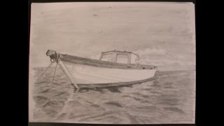 Как нарисовать воду. Рисуем лодку на водной поверхности. Уроки рисования карандашом