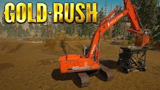 GOLD RUSH: Mega escavadeira montando planta de lavagem #10 Febre do Ouro