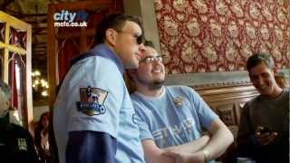 CITY CHAMPIONS Dzeko Strikes a Pose
