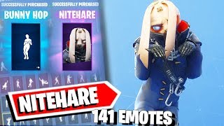 NITEHARE Fortnite Skin combos with all Fortnite Dances + Nighthare doing Bunny Hop