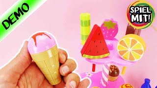 Kaufmannsladen Zubehör | Süßes EIS SET für Kinder Melone, Erdbeere, Vanille & Schoko Eis zum spielen