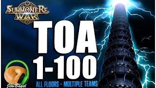 SUMMONERS WAR : Full Trial of Ascension Floors 1-100 - Multiple Teams