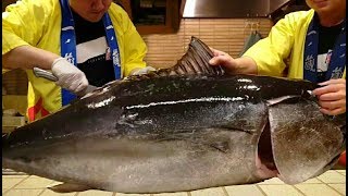 Япония Морепродукты - Демонстрационная Разделка Тунца,Окинава Япония