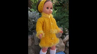 Как связать пальто кукле. How to tie coat doll.