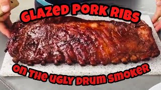 Glazed Pork Ribs on the Ugly Drum Smoker (UDS).