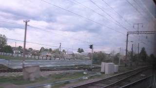 Из окна поезда - прибытие на станцию Избердей. Поезд №25 Москва-Воронеж. The train Moscow-Voronezh
